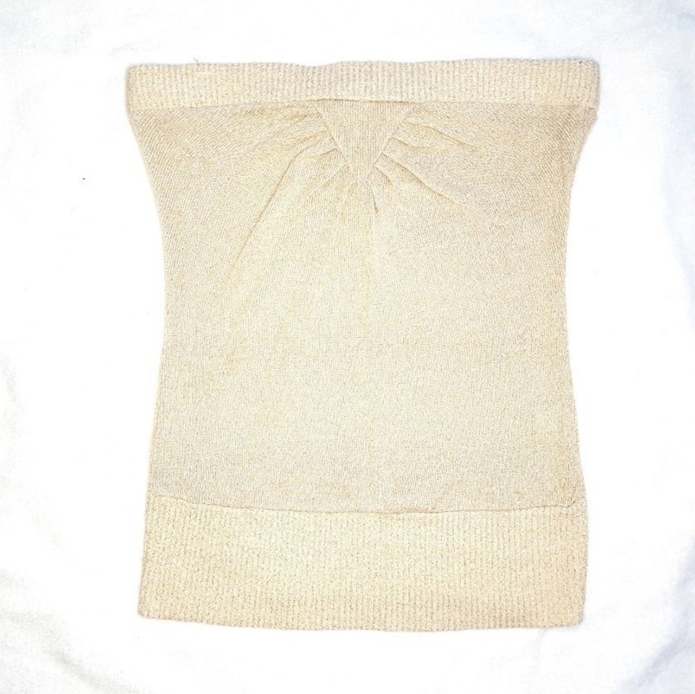 Sparkly gold knit tube top